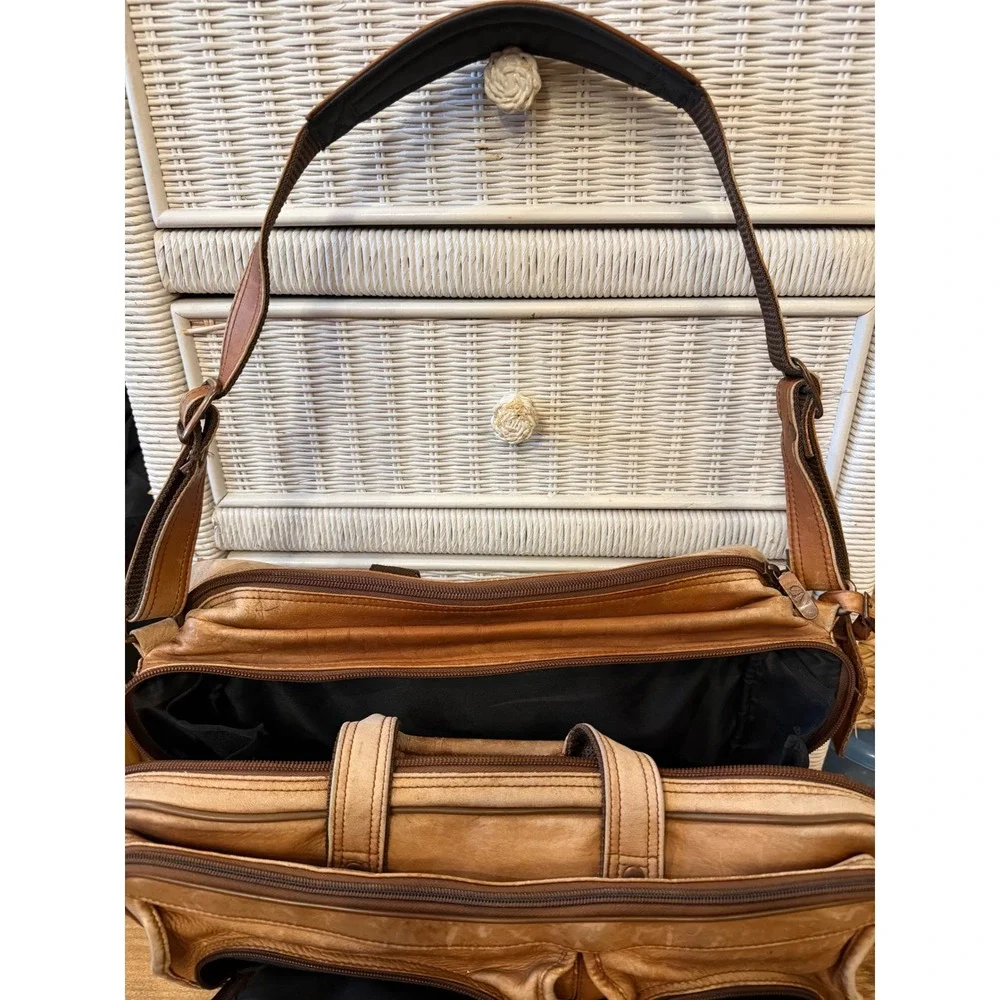 SaddlebagVintage Distressed Leather Briefcase Multi Pocket Laptop Messenger Bag
